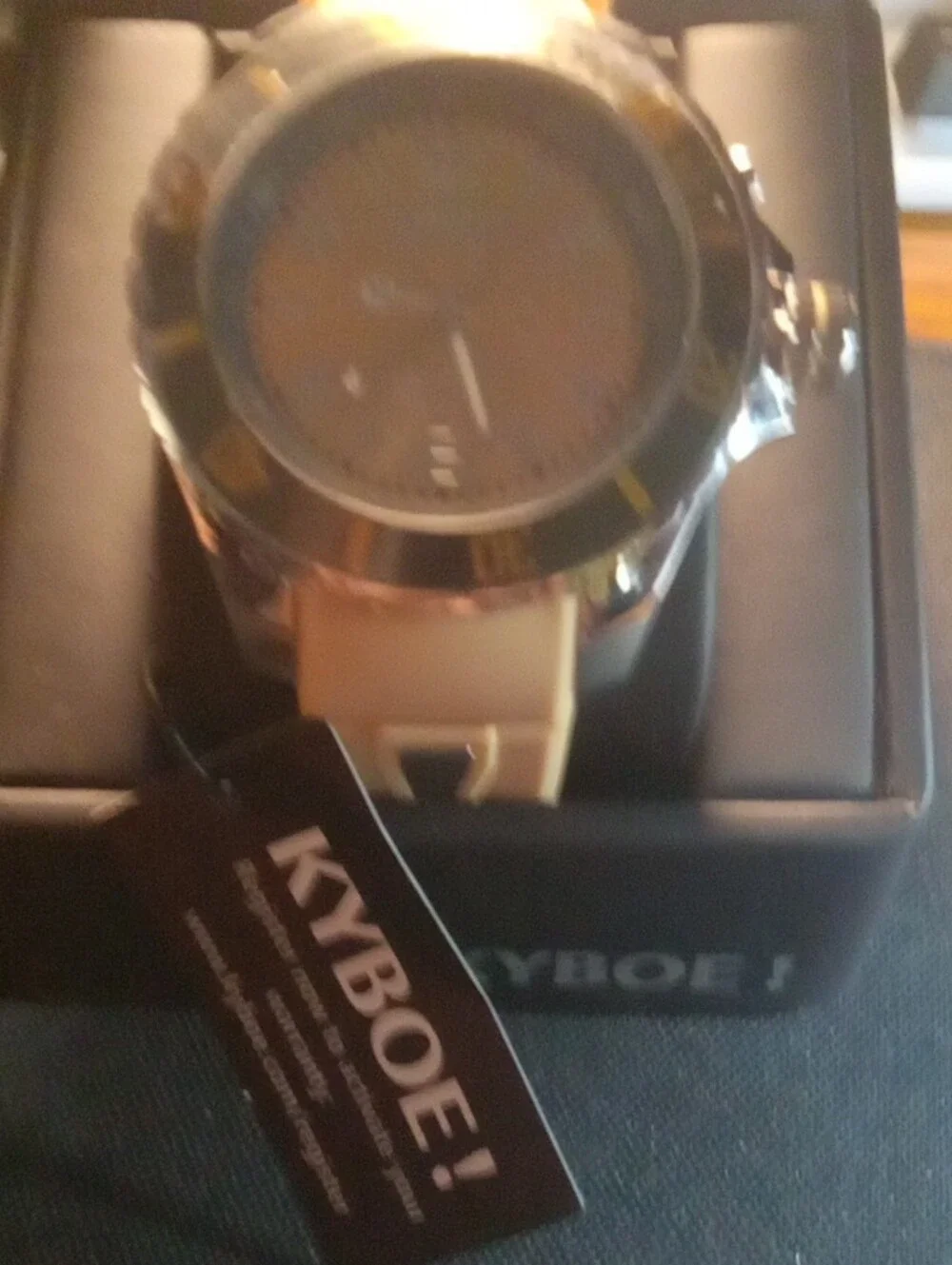 Kyboe Gold Dial Sport Watch with Beige Silicone Strap